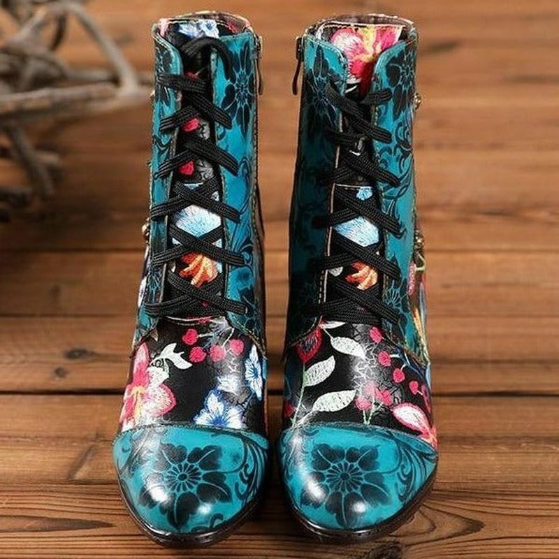 Victorian Hand-Painted Leather Boots - Ideal Place Market