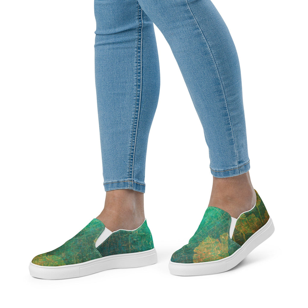 Washed Ginkgo Women’s Slip-On Canvas Sneakers - Ideal Place Market