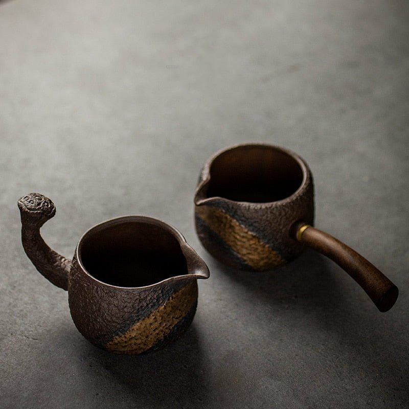 Weathered Bronze/Gold Textured Japanese Ceramic Tea Pitcher in 3 Styles - Ideal Place Market