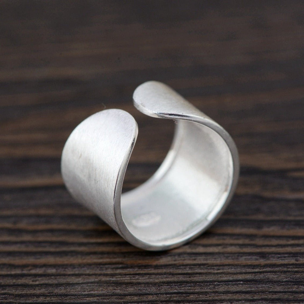 Wide Natural Matte S925 Silver Ring - Ideal Place Market