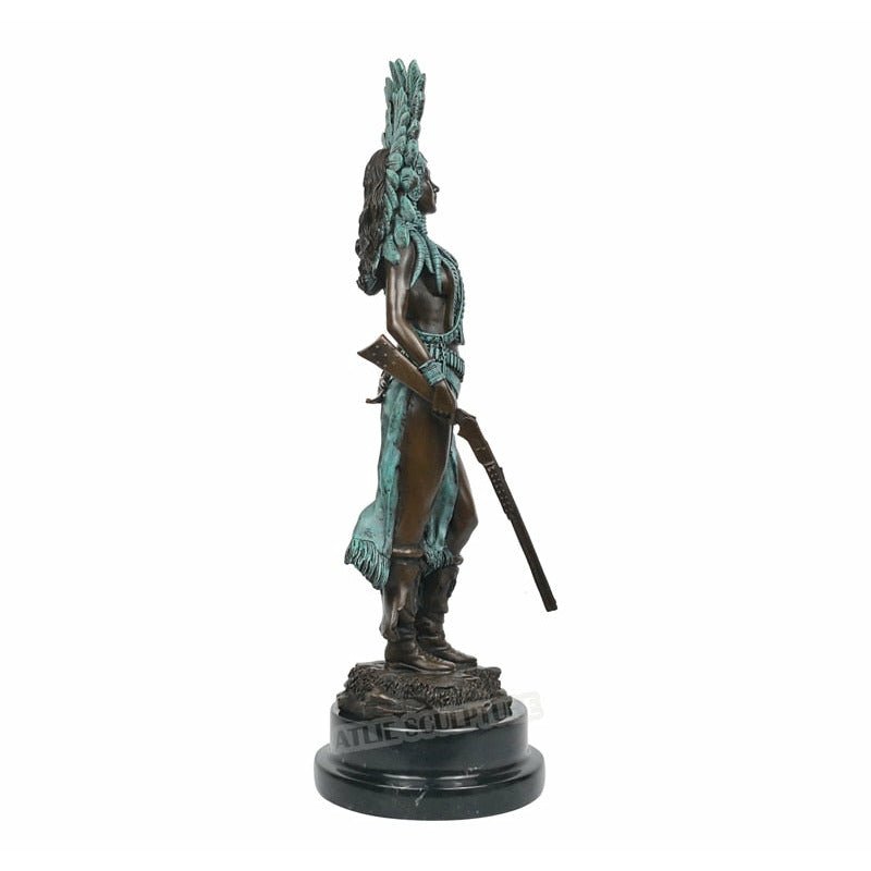 Woman Warrior Bronze Statue with Marble Base - Ideal Place Market