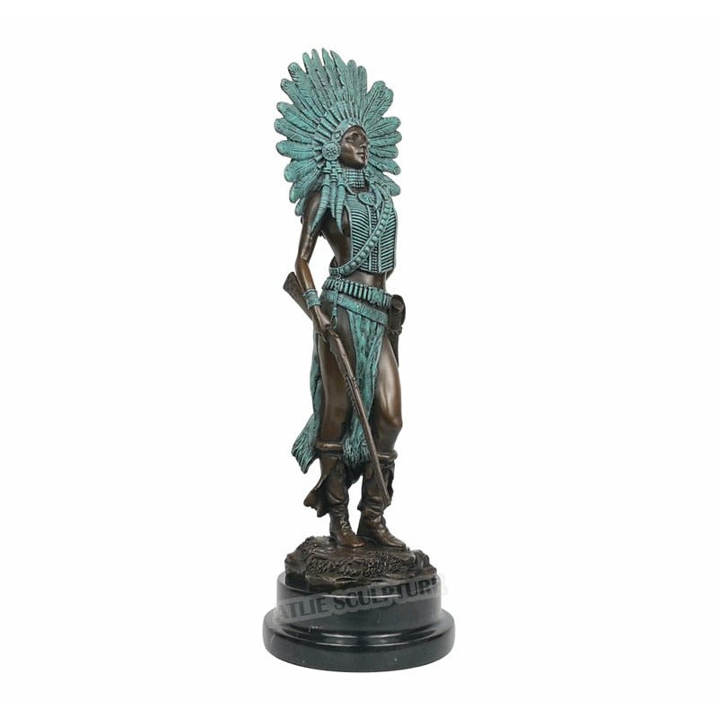 Woman Warrior Bronze Statue with Marble Base - Ideal Place Market