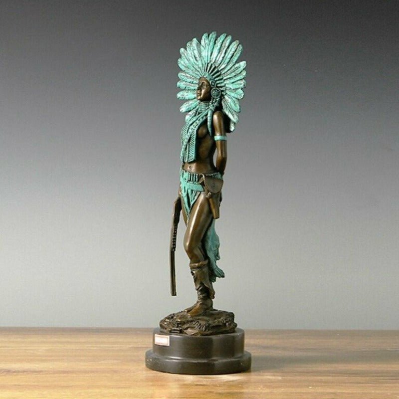 Woman Warrior Bronze Statue with Marble Base - Ideal Place Market