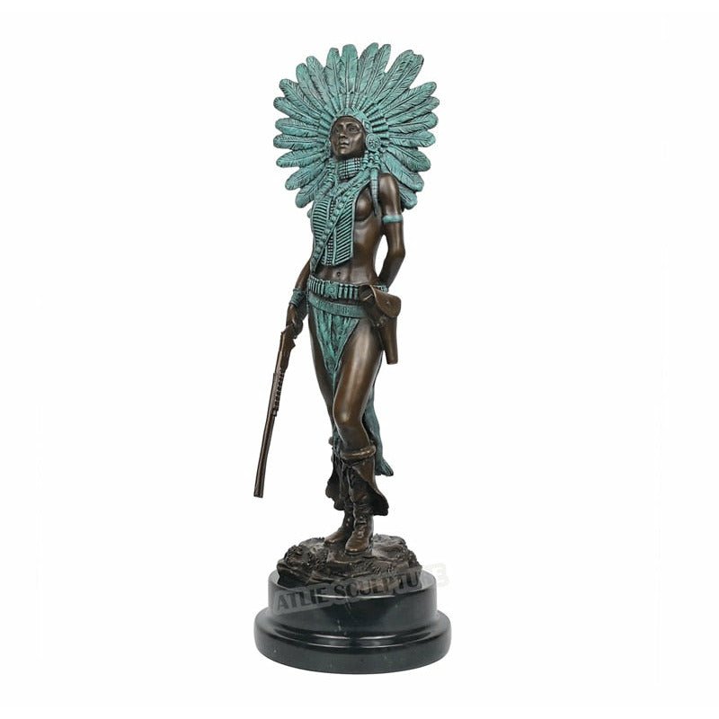 Woman Warrior Bronze Statue with Marble Base - Ideal Place Market