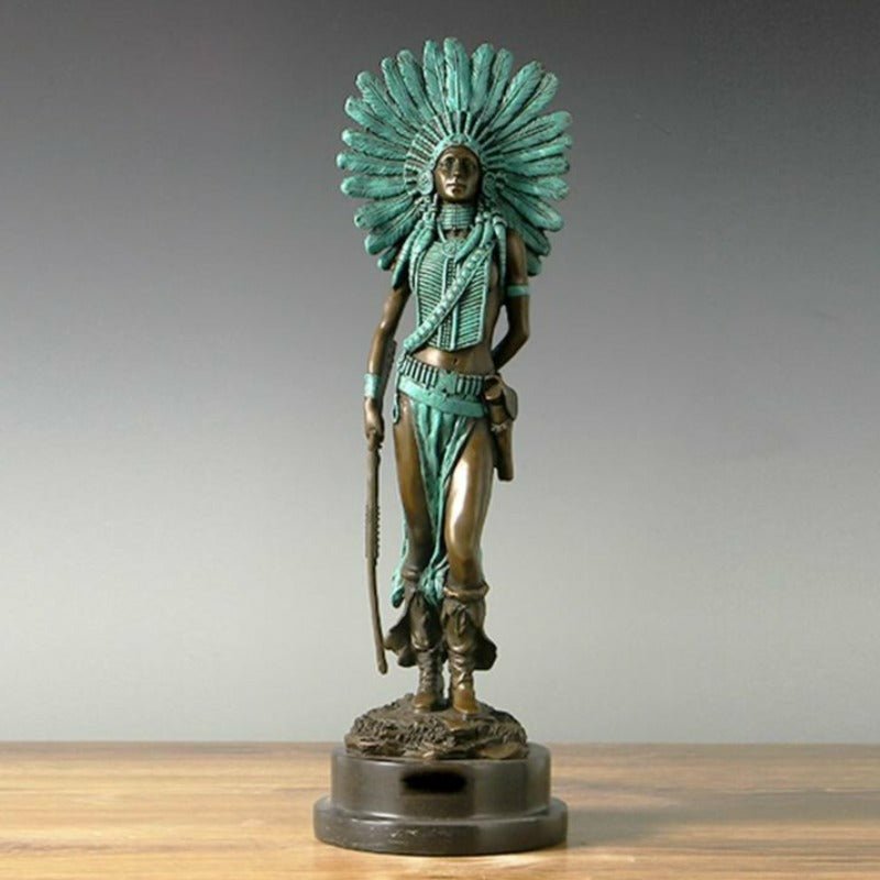 Woman Warrior Bronze Statue with Marble Base - Ideal Place Market