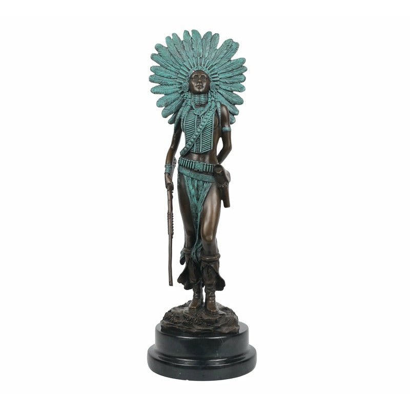 Woman Warrior Bronze Statue with Marble Base - Ideal Place Market