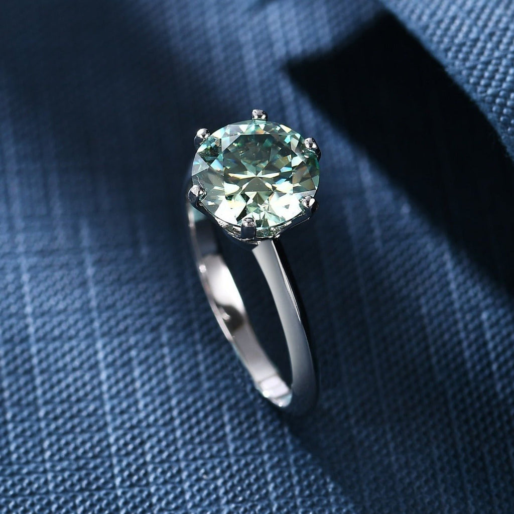 Women's Sea Green Moissanite Ring 0.5-3ct in 10k, 14k, or 18k - Ideal Place Market